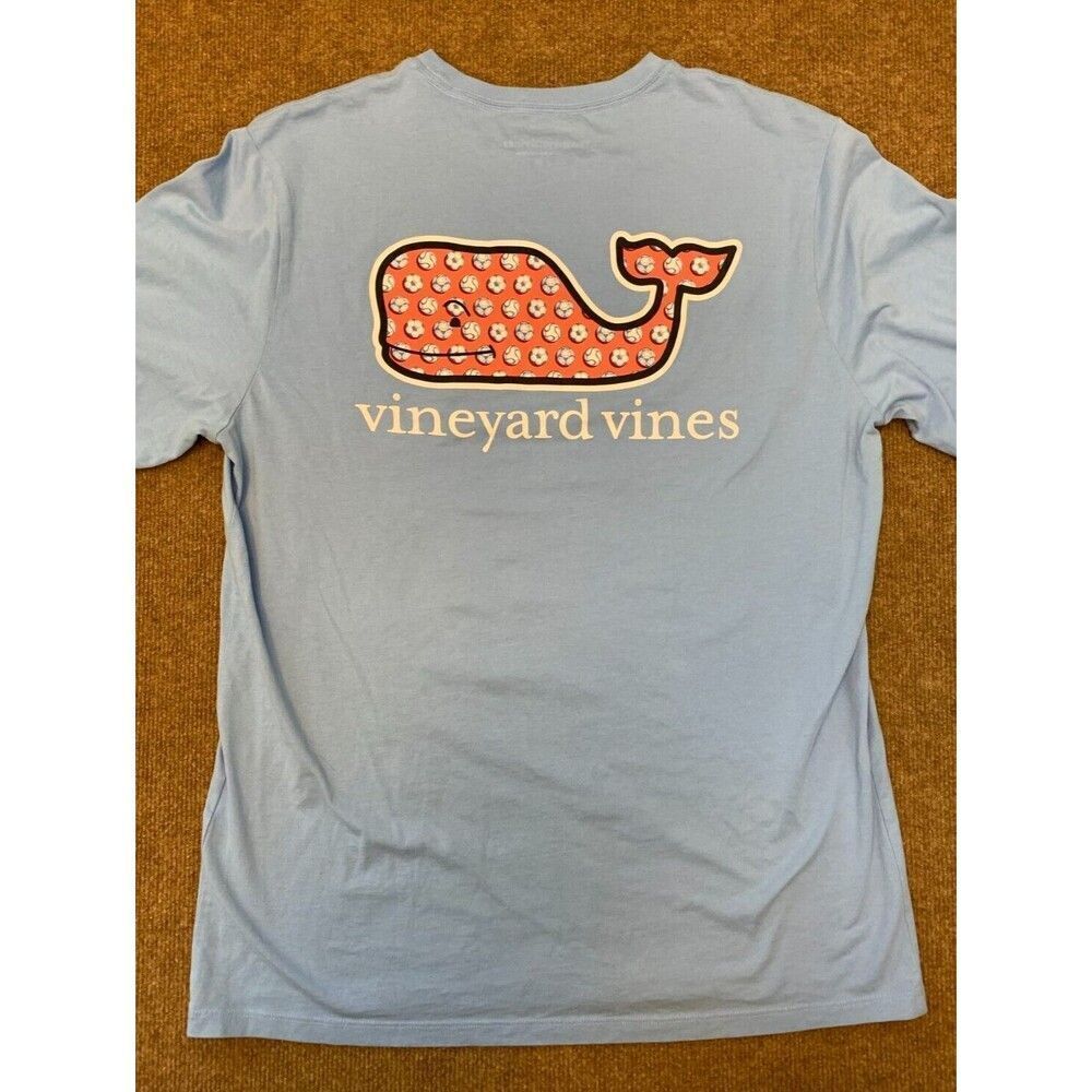 Vineyard Vines Soccer Whale Shirt Mens M Long Sleeve Blue Cotton Pullover